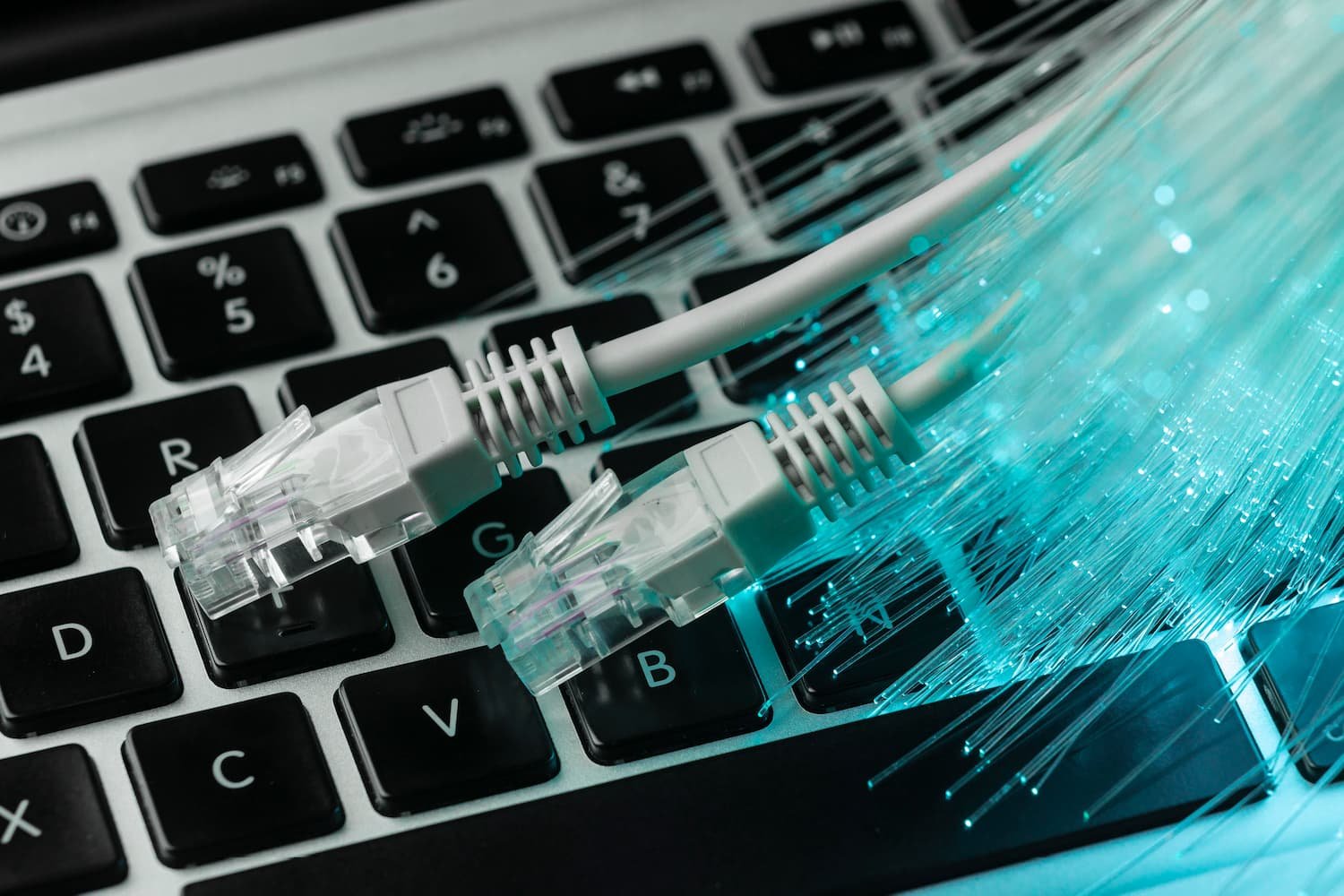 Imagem mostrando os cabos de uma internet a cabo.