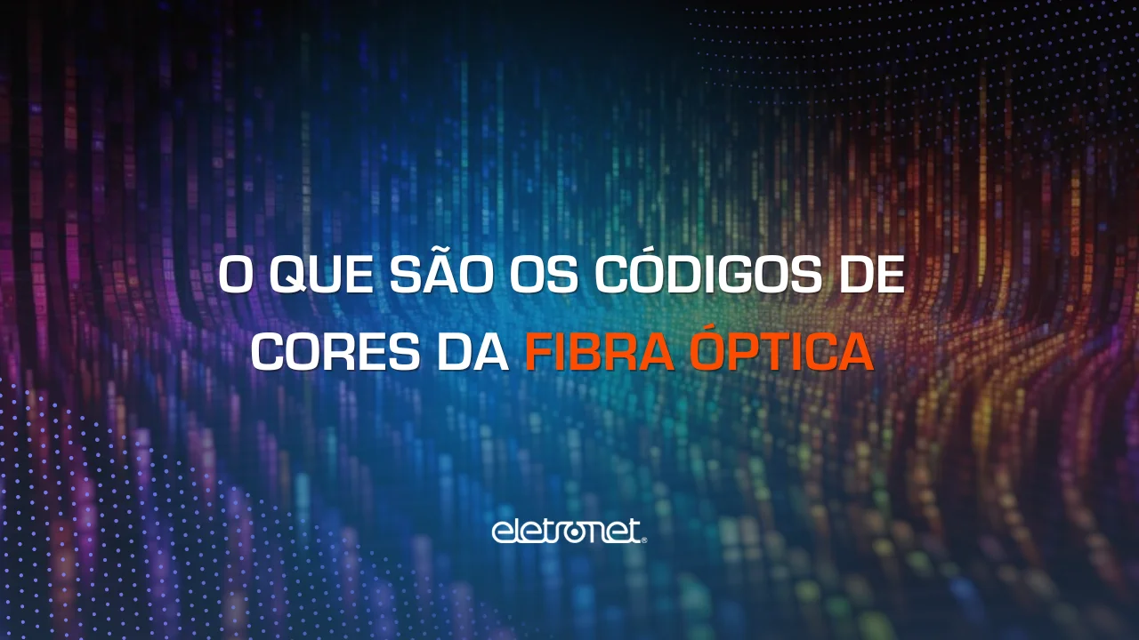 Imagem gráfica de vários pontos coloridos representando o padrão de cores da fibra óptica.