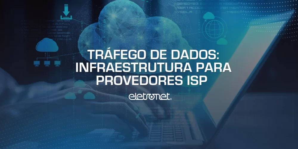 imagem ilustrando uma pessoa utilizando um notebook e dando referências do funcionamento do transporte de dados na internet