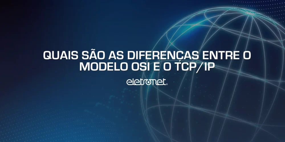 Ilustração gráfica do gráfico terrestre, com fundo e linhas azuis, representando a conexão fornecida pelo modelo OSI e TCP.