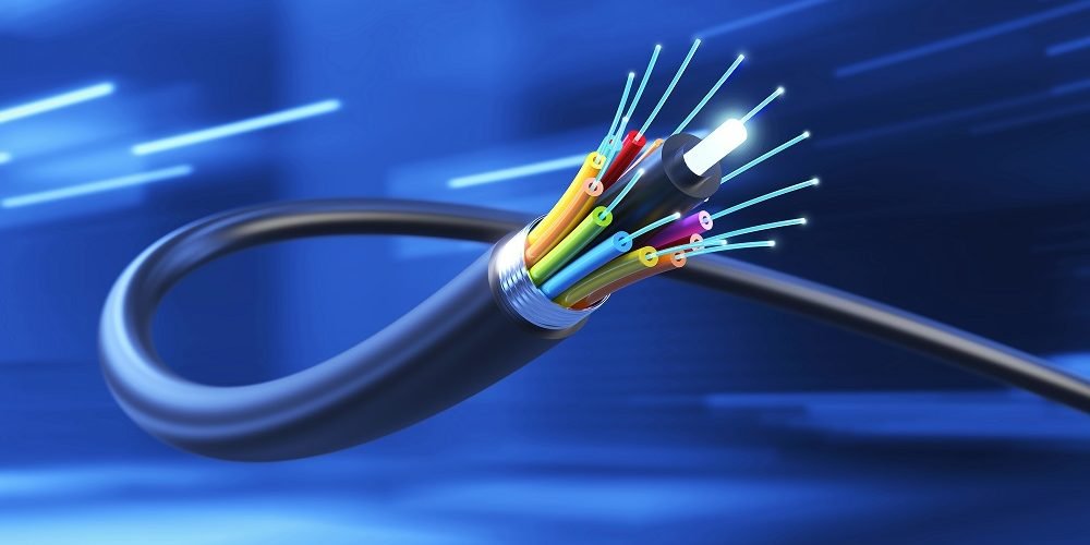 Cabo simulando a tecnologia de fibra óptica